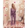 Ekouaer Womens Pajama Sets Long Sleeve Button Down 2 Piece Soft Pjs | Soft 2 Piece Lounge Sets, Fall Sleepwear, Long Pants With Side Pockets, Soft and Skin-Friendly Fabric(Cherry Red)