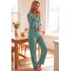 Ekouaer Womens Pajama Sets Long Sleeve Button Down 2 Piece Soft Pjs | Soft 2 Piece Lounge Sets, Fall Sleepwear, Long Pants With Side Pockets, Soft and Skin-Friendly Fabric(Green)