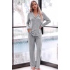 Ekouaer Womens Pajama Sets Long Sleeve Button Down 2 Piece Soft Pjs | Soft 2 Piece Lounge Sets, Fall Sleepwear, Long Pants With Side Pockets, Soft and Skin-Friendly Fabric(Light Grey)