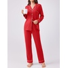 Ekouaer Womens Pajamas Set Button Down Long Sleeve Top & Pants Lounge Sets | Soft Sleepwear, Classic notch collar, ideal for Home relaxation, Wedding, Party, Daily Wear & Breastfeeding(Red)