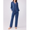 Ekouaer Womens Pajamas Set Button Down Long Sleeve Top & Pants Lounge Sets | Soft Sleepwear, Classic notch collar, ideal for Home relaxation, Wedding, Party, Daily Wear & Breastfeeding(Deep Blue)
