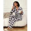 Ekouaer Womens Pajamas Set Button Down Long Sleeve Top & Pants Lounge Sets | Soft Sleepwear, Classic notch collar, ideal for Home relaxation, Wedding, Party, Daily Wear & Breastfeeding(B_white Black Plaid)