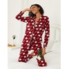 Ekouaer Womens Pajamas Set Button Down Long Sleeve Top & Pants Lounge Sets | Soft Sleepwear, Classic notch collar, ideal for Home relaxation, Wedding, Party, Daily Wear & Breastfeeding(Red Teddy)