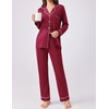 Ekouaer Womens Pajamas Set Button Down Long Sleeve Top & Pants Lounge Sets | Soft Sleepwear, Classic notch collar, ideal for Home relaxation, Wedding, Party, Daily Wear & Breastfeeding(Wine Red)