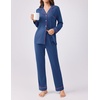 Ekouaer Womens Pajamas Set Button Down Long Sleeve Top & Pants Lounge Sets | Soft Sleepwear, Classic notch collar, ideal for Home relaxation, Wedding, Party, Daily Wear & Breastfeeding(Deep Blue)