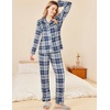 Ekouaer Womens Pajamas Set Button Down Long Sleeve Top & Pants Lounge Sets | Soft Sleepwear, Classic notch collar, ideal for Home relaxation, Wedding, Party, Daily Wear & Breastfeeding(B_deep Blue Plaid)