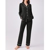 Ekouaer Womens Pajamas Set Button Down Long Sleeve Top & Pants Lounge Sets | Soft Sleepwear, Classic notch collar, ideal for Home relaxation, Wedding, Party, Daily Wear & Breastfeeding(A_black)