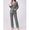 Ekouaer Womens Pajamas Set Button Down Long Sleeve Top & Pants Lounge Sets | Soft Sleepwear, Classic notch collar, ideal for Home relaxation, Wedding, Party, Daily Wear & Breastfeeding(Grey)