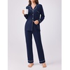 Ekouaer Womens Pajamas Set Button Down Long Sleeve Top & Pants Lounge Sets | Soft Sleepwear, Classic notch collar, ideal for Home relaxation, Wedding, Party, Daily Wear & Breastfeeding(Navy Blue)
