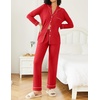 Ekouaer Womens Pajamas Set Button Down Long Sleeve Top & Pants Lounge Sets | Soft Sleepwear, Classic notch collar, ideal for Home relaxation, Wedding, Party, Daily Wear & Breastfeeding(Red)