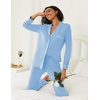 Ekouaer Womens Pajamas Set Button Down Long Sleeve Top & Pants Lounge Sets | Soft Sleepwear, Classic notch collar, ideal for Home relaxation, Wedding, Party, Daily Wear & Breastfeeding(Light Blue)