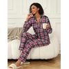 Ekouaer Womens Pajamas Set Button Down Long Sleeve Top & Pants Lounge Sets | Soft Sleepwear, Classic notch collar, ideal for Home relaxation, Wedding, Party, Daily Wear & Breastfeeding(B_black Red Plaid)