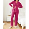 Ekouaer Womens Pajamas Set Button Down Long Sleeve Top & Pants Lounge Sets | Soft Sleepwear, Classic notch collar, ideal for Home relaxation, Wedding, Party, Daily Wear & Breastfeeding(Rose Red)