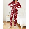 Ekouaer Womens Pajamas Set Button Down Long Sleeve Top & Pants Lounge Sets | Soft Sleepwear, Classic notch collar, ideal for Home relaxation, Wedding, Party, Daily Wear & Breastfeeding(Red Teddy)