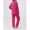 Ekouaer Womens Pajamas Set Button Down Long Sleeve Top & Pants Lounge Sets | Soft Sleepwear, Classic notch collar, ideal for Home relaxation, Wedding, Party, Daily Wear & Breastfeeding(Rose Red)