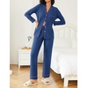 Ekouaer Womens Pajamas Set Button Down Long Sleeve Top & Pants Lounge Sets | Soft Sleepwear, Classic notch collar, ideal for Home relaxation, Wedding, Party, Daily Wear & Breastfeeding(Deep Blue)