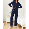 Ekouaer Womens Pajamas Set Button Down Long Sleeve Top & Pants Lounge Sets | Soft Sleepwear, Classic notch collar, ideal for Home relaxation, Wedding, Party, Daily Wear & Breastfeeding(Navy Blue)
