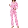 Ekouaer Womens Pajamas Set Button Down Long Sleeve Top & Pants Lounge Sets | Soft Sleepwear, Classic notch collar, ideal for Home relaxation, Wedding, Party, Daily Wear & Breastfeeding(Pink Bow)
