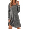 Ekouaer Womens Long Sleeve Nightgown Crewneck Sleepshirt Soft Sleep Dress | This Sleepwear Features Super Soft Skin-friendly Knit Fabric Pajama for Sleeping or Lounging Excellent Value for the Price(Deep Grey)