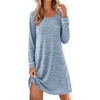 Ekouaer Womens Long Sleeve Nightgown Crewneck Sleepshirt Soft Sleep Dress | This Sleepwear Features Super Soft Skin-friendly Knit Fabric Pajama for Sleeping or Lounging Excellent Value for the Price(Light Blue)