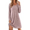 Ekouaer Womens Long Sleeve Nightgown Crewneck Sleepshirt Soft Sleep Dress | This Sleepwear Features Super Soft Skin-friendly Knit Fabric Pajama for Sleeping or Lounging Excellent Value for the Price(Pink)