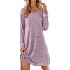 Ekouaer Womens Long Sleeve Nightgown Crewneck Sleepshirt Soft Sleep Dress | This Sleepwear Features Super Soft Skin-friendly Knit Fabric Pajama for Sleeping or Lounging Excellent Value for the Price(Purple)
