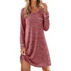 Ekouaer Womens Long Sleeve Nightgown Crewneck Sleepshirt Soft Sleep Dress | This Sleepwear Features Super Soft Skin-friendly Knit Fabric Pajama for Sleeping or Lounging Excellent Value for the Price(Wine Red)