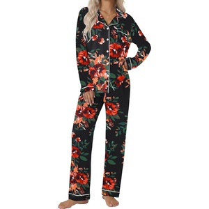 Ekouaer Pajamas Womens Long Sleeve Sleepwear Button Down Loungewear Pjs Set | Comfy Soft,Classic Notch Collar,2 Piece Matching Set for Postpartum,Maternity,Bridal,Travel,Daily,Gift(Floral Black)