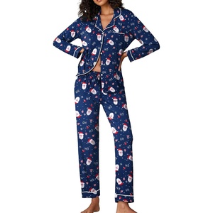 Ekouaer Pajamas Womens Long Sleeve Sleepwear Button Down Loungewear Pjs Set | Comfy Soft,Classic Notch Collar,2 Piece Matching Set for Postpartum,Maternity,Bridal,Travel,Daily,Gift(Christmas Navy)