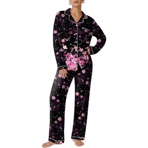 Ekouaer Pajamas Womens Long Sleeve Sleepwear Button Down Loungewear Pjs Set | Comfy Soft,Classic Notch Collar,2 Piece Matching Set for Postpartum,Maternity,Bridal,Travel,Daily,Gift(Floral Black Pink)