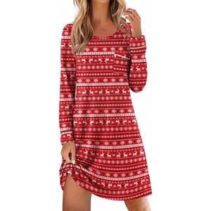 Ekouaer Womens Long Sleeve Nightgown Crewneck Sleepshirt Soft Sleep Dress | This Sleepwear Features Super Soft Skin-friendly Knit Fabric Pajama for Sleeping or Lounging Excellent Value for the Price(Red Christmas Reindeer)