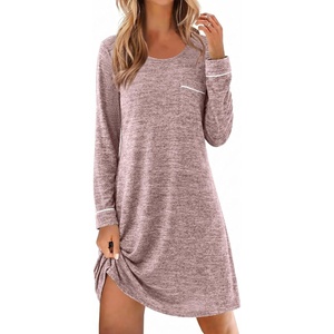 Ekouaer Womens Long Sleeve Nightgown Crewneck Sleepshirt Soft Sleep Dress | This Sleepwear Features Super Soft Skin-friendly Knit Fabric Pajama for Sleeping or Lounging Excellent Value for the Price(Pink)