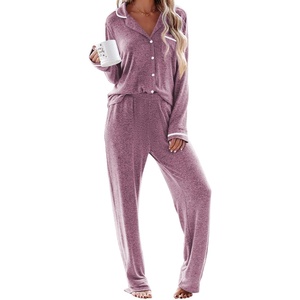 Ekouaer Womens Pajama Sets Long Sleeve Button Down 2 Piece Soft Pjs | Soft 2 Piece Lounge Sets, Fall Sleepwear, Long Pants With Side Pockets, Soft and Skin-Friendly Fabric(Cherry Red)