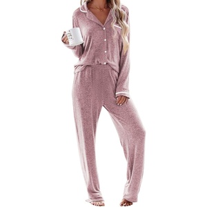 Ekouaer Womens Pajama Sets Long Sleeve Button Down 2 Piece Soft Pjs | Soft 2 Piece Lounge Sets, Fall Sleepwear, Long Pants With Side Pockets, Soft and Skin-Friendly Fabric(Pink)