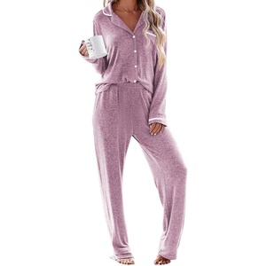 Ekouaer Womens Pajama Sets Long Sleeve Button Down 2 Piece Soft Pjs | Soft 2 Piece Lounge Sets, Fall Sleepwear, Long Pants With Side Pockets, Soft and Skin-Friendly Fabric(Lilac)