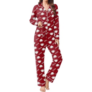 Ekouaer Womens Pajamas Set Button Down Long Sleeve Top & Pants Lounge Sets | Soft Sleepwear, Classic notch collar, ideal for Home relaxation, Wedding, Party, Daily Wear & Breastfeeding(Red Teddy)