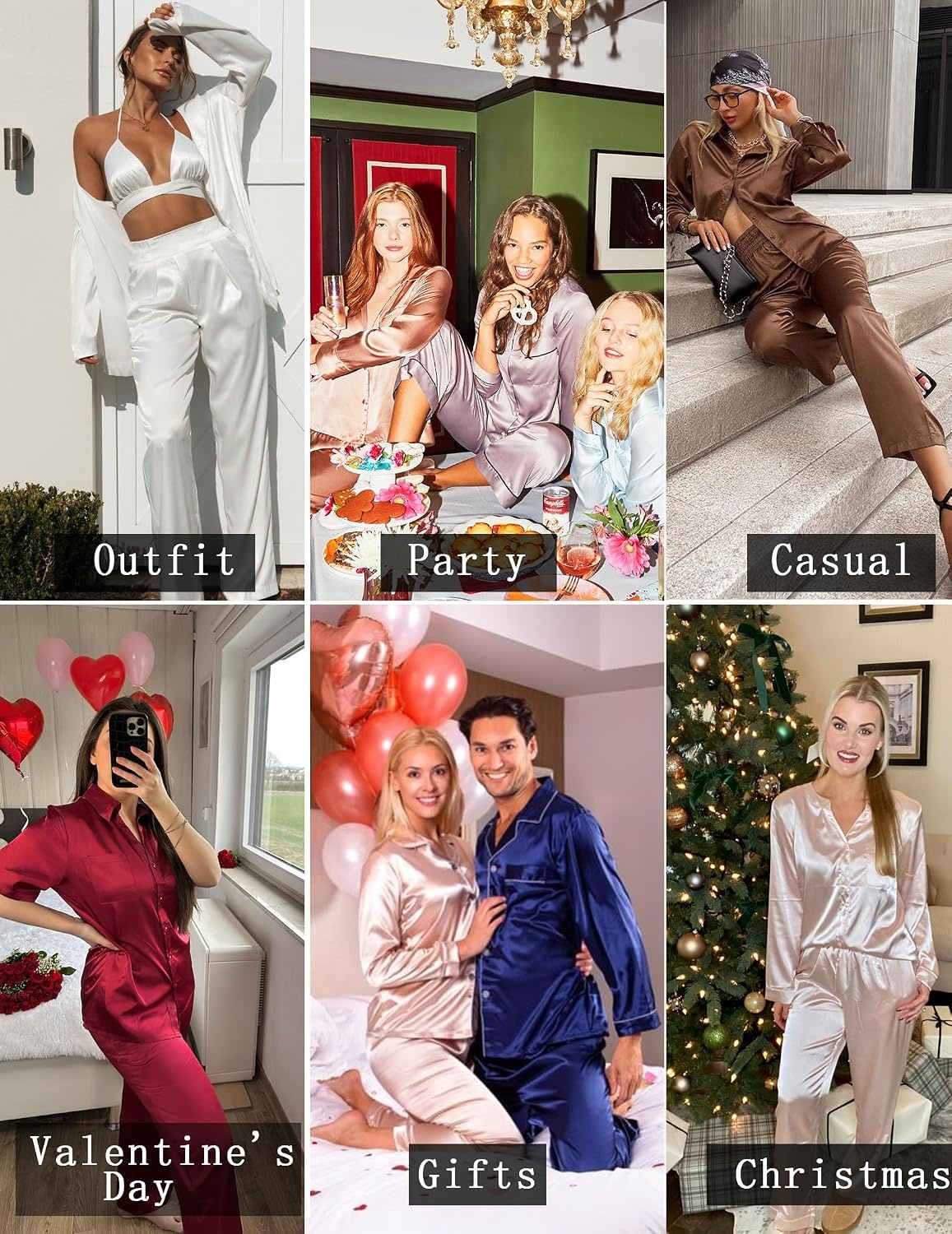 image:imageEkouaer Silk Pajamas for Women 2 Piece Satin PJs Button Up Sleepwear Smooth Silk Fabric Long Sleeve Button Down Top Matching Pants with Pockets Relaxed Fit Ideal for Sleep and LoungeLight Khaki