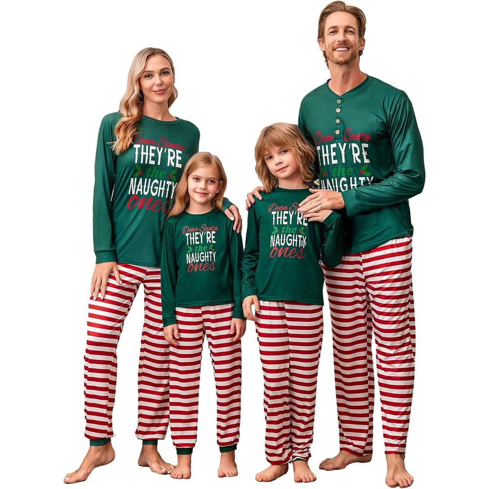 image:imageEkouaer Family Christmas Pajamas Matching Sets Womens Mens Pjs Long Sleeve Sleepwear Holiday Lounge Sets Stripe S