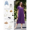 Ekouaer Cotton Nightgowns for Women Long Pleated House Dresses with Pockets | Short Sleeve Night Gowns for Adult Soft Sleep Dress for Sleeping Plus Size Lounge Dress Maxi Pajama Dress(Purple)