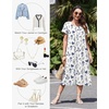 Ekouaer Cotton Nightgowns for Women Long Pleated House Dresses with Pockets | Short Sleeve Night Gowns for Adult Soft Sleep Dress for Sleeping Plus Size Lounge Dress Maxi Pajama Dress(Navy Blue Flower)