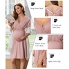 Ekouaer Labor and Delivery Gown for Hospital V Neck Maternity Nursing Dress | Birthing Gown, Open Back Button closure, Skin-friendly, Short Sleeve, Split Front Flap, Stretchy, Breastfeeding, C-section(Mauve)