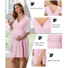 Ekouaer Labor and Delivery Gown for Hospital V Neck Maternity Nursing Dress | Birthing Gown, Open Back Button closure, Skin-friendly, Short Sleeve, Split Front Flap, Stretchy, Breastfeeding, C-section(Light Pink)
