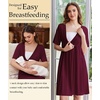 Ekouaer Labor and Delivery Gown for Hospital V Neck Maternity Nursing Dress | Birthing Gown, Open Back Button closure, Skin-friendly, Short Sleeve, Split Front Flap, Stretchy, Breastfeeding, C-section(Maroon)