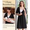 Ekouaer Labor and Delivery Gown for Hospital V Neck Maternity Nursing Dress | Birthing Gown, Open Back Button closure, Skin-friendly, Short Sleeve, Split Front Flap, Stretchy, Breastfeeding, C-section(Black)