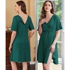 Ekouaer Labor and Delivery Gown for Hospital V Neck Maternity Nursing Dress | Birthing Gown, Open Back Button closure, Skin-friendly, Short Sleeve, Split Front Flap, Stretchy, Breastfeeding, C-section(Dark Green)