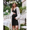Ekouaer Labor and Delivery Gown for Hospital V Neck Maternity Nursing Dress | Birthing Gown, Open Back Button closure, Skin-friendly, Short Sleeve, Split Front Flap, Stretchy, Breastfeeding, C-section(Black)