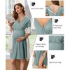 Ekouaer Labor and Delivery Gown for Hospital V Neck Maternity Nursing Dress | Birthing Gown, Open Back Button closure, Skin-friendly, Short Sleeve, Split Front Flap, Stretchy, Breastfeeding, C-section(Dusty Green)