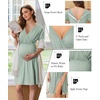 Ekouaer Labor and Delivery Gown for Hospital V Neck Maternity Nursing Dress | Birthing Gown, Open Back Button closure, Skin-friendly, Short Sleeve, Split Front Flap, Stretchy, Breastfeeding, C-section(Celadon Green)