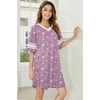 Ekouaer Nightgowns for Women 2 Pack Short Sleeve Nightgown V Neck Sleepwear | Soft Color Block Sleep Shirts, Oversized Night Shirts, Boyfriend Sleep Dress for Sleeping, Daily Wear, Pajama Party, S-4XL(Black/Star Purple)