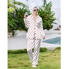Ekouaer Pajamas For Women Silk Pjs Long Sleeve Button Down Lounge Sets | Christmas Pajamas 2 Piece Satin Sleepwear Cute Print,Fun Pjs for Sleep,Wedding,Bridal Party,Holiday(White With Red Heart)